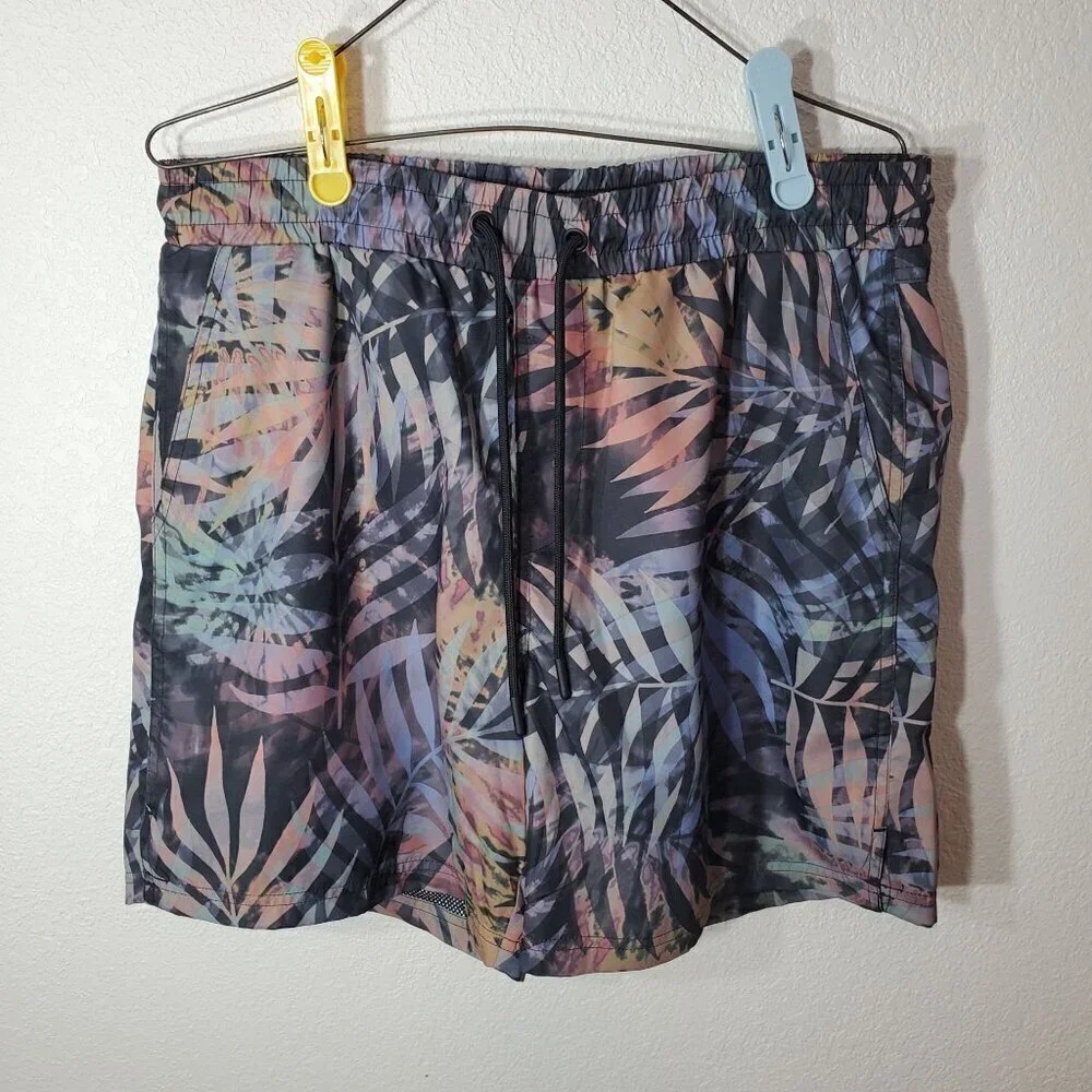 CSG Mens Large Swim Trunks Palm Cove Shorts Multi-Color Elastic Waist Pockets